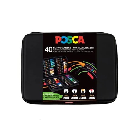 28445-MALETIN PREMIUM 40 PIEZAS PARA TODAS LAS SUPERFICIES (4 TAMANOS) POSCA 304222304