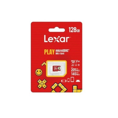 28476-LEXAR 128GB PLAY MICROSDXCT UHS-I CARDS, UP TO 205MB/S READ, 140MB/S WRITE, C10 A2 V30 U3