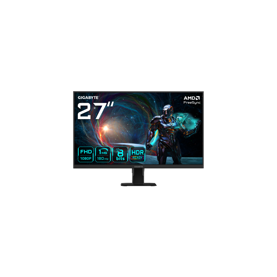 28563-GIGABYTE GS27FA Monitor para juegos de 27" FHD - 1920 x 1080 (FHD), 180Hz, 1ms, 300 cd/m2, FreeSync, HDR Ready, HD