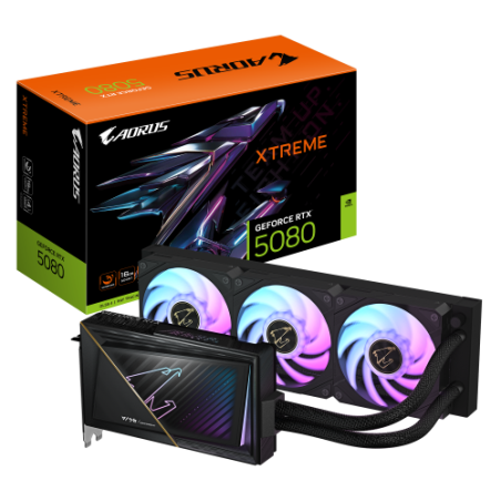 GIGABYTE AORUS GeForce RTX 5080 XTREME WATERFORCE 16G Tarjeta Grafica - 16GB GDDR7, 256 bits, PCI-E 5.0, 2805MHz Core Clock, 3 x