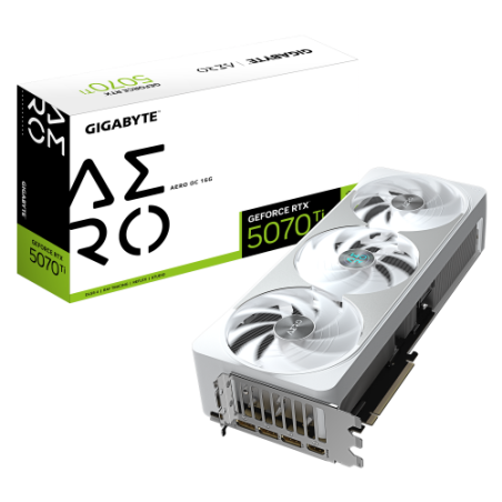 GIGABYTE GeForce RTX 5070 Ti AERO OC 16G Tarjeta Grafica - 16GB GDDR7, 256 bits, PCI-E 5.0, XXXX MHz Core Clock, 3 x DP 2.1a, 1 