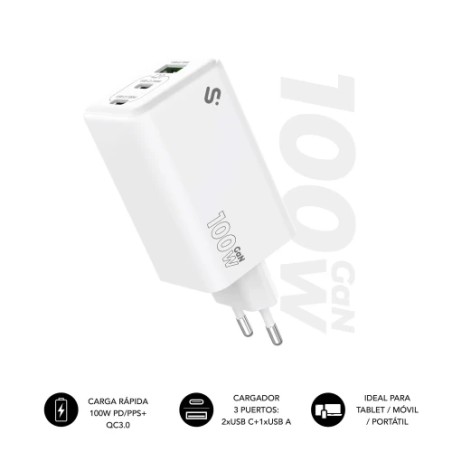 28609-SUBBLIM CARGADOR GAN 100W CHARGER USB C+C+A