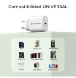 28612-SUBBLIM Cargador USB-C GaN 20W , Power Delivery 3.0 & PPS, Enchufe Rapido para iPhone 16-12, iPad, Galaxy S24-S20,
