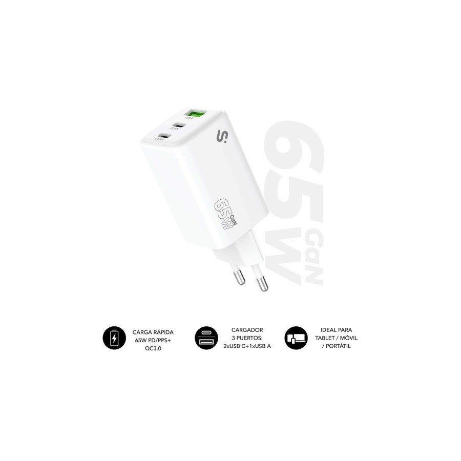 28616-SUBBLIM CARGADOR GAN 65W CHARGER USB C+C+A