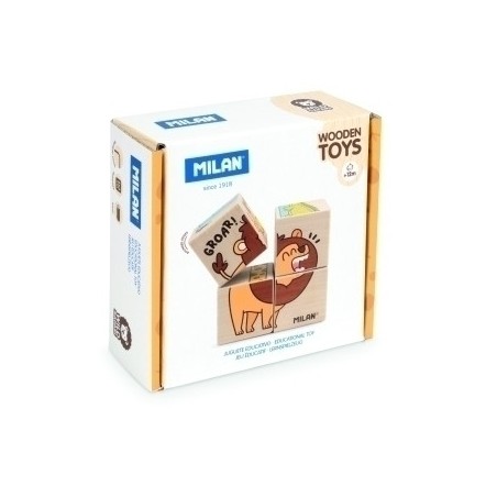 28663-JUGUETE EDUCATIVO DE MADERA, ROMPECABEZAS DE CUBOS WILD SAFARI MILAN 660530