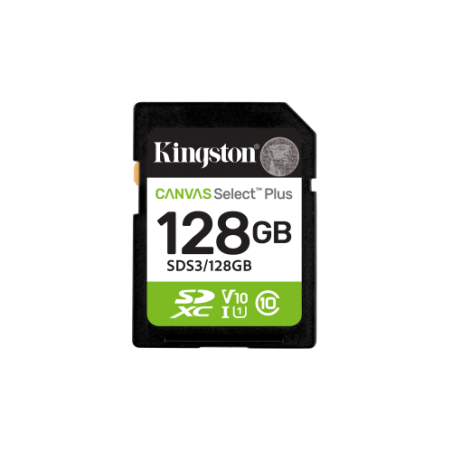28729-Kingston Technology 128 GB SDXC Canvas Select Plus Gen3 150 MB/s C10 UHS-I U1 V10
