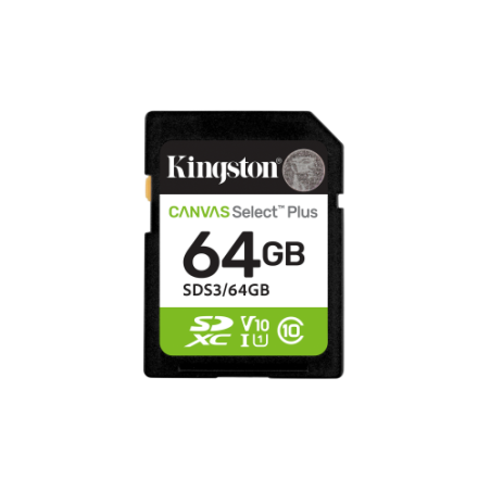 28735-Kingston Technology 64 GB SDXC Canvas Select Plus Gen3 100 MB/s C10 UHS-I U1 V10
