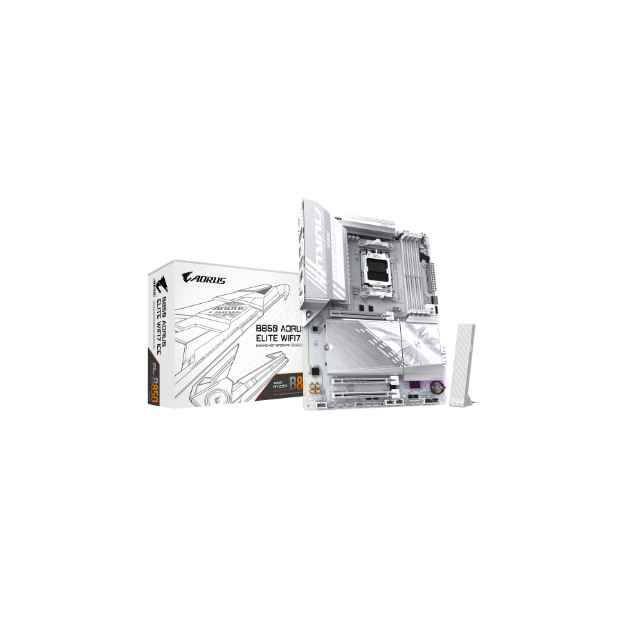 28774-GIGABYTE B850 AORUS ELITE WIFI7 ICE Placa Base - Procesadores AMD Ryzen Serie 9000, VRM digital de 12+2+1 fases, h