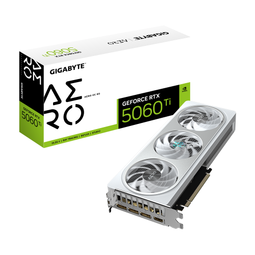 28788-GIGABYTE GeForce RTX 5060 Ti AERO OC 8G Tarjeta Grafica - 8 GB GDDR7, 128 bits, PCI-E 5.0, 2647 MHz Frecuencia del