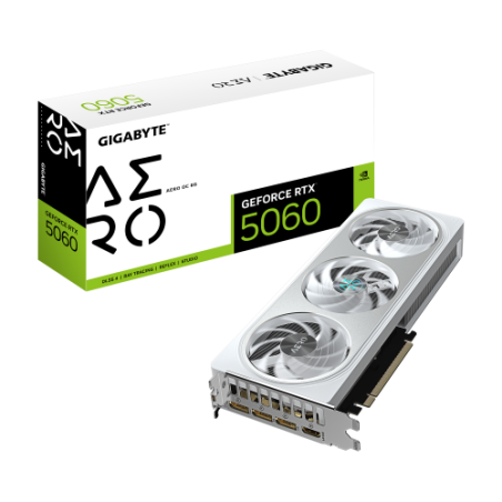 28792-GIGABYTE GeForce RTX 5060 AERO OC 8G Tarjeta Grafica - 8GB GDDR7, 128bit, PCI-E 5.0, 2595 MHz Frecuencia del nucle