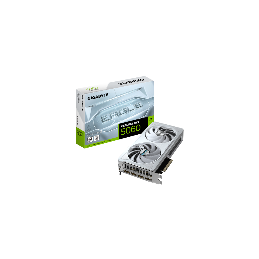 28794-GIGABYTE GeForce RTX 5060 EAGLE OC ICE 8G Tarjeta Grafica - 8GB GDDR7, 128bit, PCI-E 5.0, 2550 MHz Frecuencia del