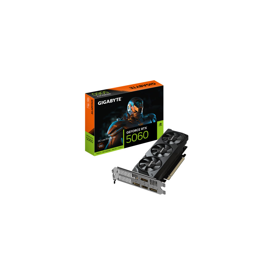 28796-GIGABYTE GeForce RTX 5060 OC Low Profile 8G Tarjeta Grafica - 8GB GDDR7, 128bit, PCI-E 5.0, 2512 MHz Frecuencia de