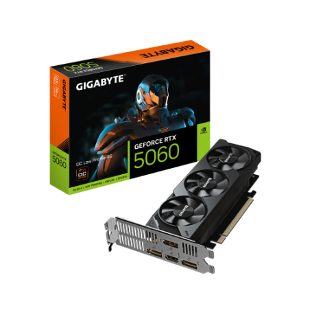 28796-GIGABYTE GeForce RTX 5060 OC Low Profile 8G Tarjeta Grafica - 8GB GDDR7, 128bit, PCI-E 5.0, 2512 MHz Frecuencia de