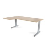 2886-MESA DE OFICINA SERIE METAL FORMA L IZQUIERDA 180X120 GRIS / HAYA ROCADA 2054AC01