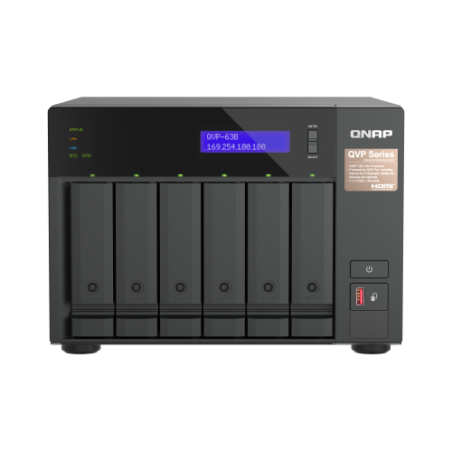 28930-QNAP QVP-63B servidor de almacenamiento NAS Torre IntelR CoreT i3 16 GB DDR4 0 TB Negro