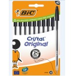 29092-BLISTER CARTON 10 BOLIGRAFOS CRISTAL CON CUERPO TRANSPARENTE TRAZO 0,4MM. NEGRO BIC 516353