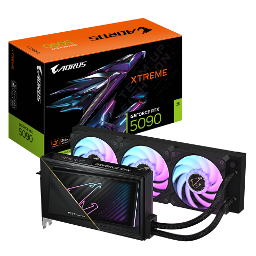 GIGABYTE AORUS GeForce RTX 5090 XTREME WATERFORCE 32G Tarjeta Grafica - 32 GB GDDR7, 512 bits, PCI-E 5.0, 2655 MHz Frecuencia Ba