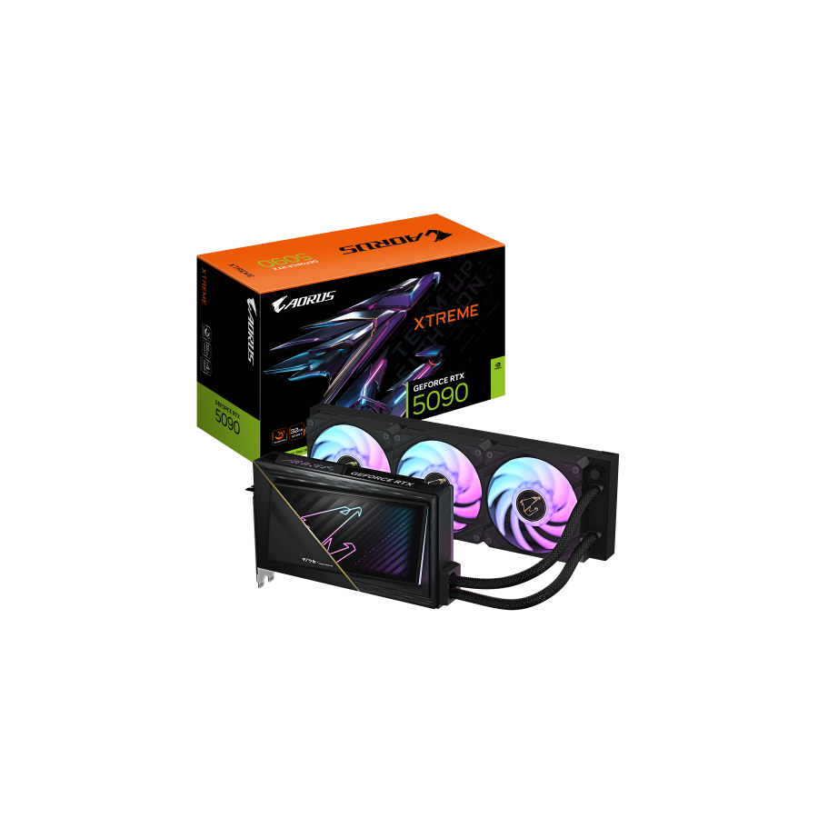 GIGABYTE AORUS GeForce RTX 5090 XTREME WATERFORCE 32G Tarjeta Grafica - 32 GB GDDR7, 512 bits, PCI-E 5.0, 2655 MHz Frecuencia Ba