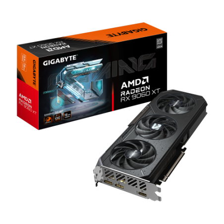 GIGABYTE Radeon RX 9060 XT GAMING OC 16G Tarjeta Grafica - 16GB GDDR6, 128bit, PCI-E 5.0, 3320 MHz Frecuencia del nucleo, 2 x Di