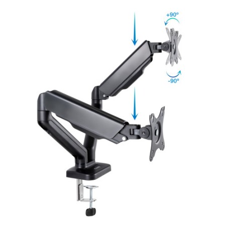 TooQ Soporte de Mesa para 2 Pantallas 17"-32", Negro