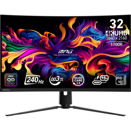 MSI MPG 321CURX QD-OLED pantalla para PC 80 cm (31.5") 3840 x 2160 Pixeles 4K Ultra HD Negro