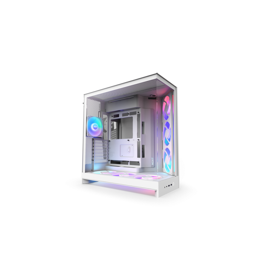 CAJA NZXT H9 FLOW RGB+ (2025) DUAL-CHAMBER MID-TOWER CASE W/ RGB FANS & CONTROLLER - ALL WHITE