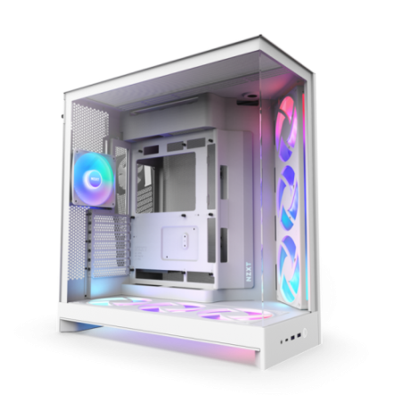 CAJA NZXT H9 FLOW RGB+ (2025) DUAL-CHAMBER MID-TOWER CASE W/ RGB FANS & CONTROLLER - ALL WHITE