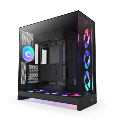 CAJA NZXT H9 FLOW RGB+ (2025) DUAL-CHAMBER MID-TOWER CASE W/ RGB FANS & CONTROLLER - ALL BLACK