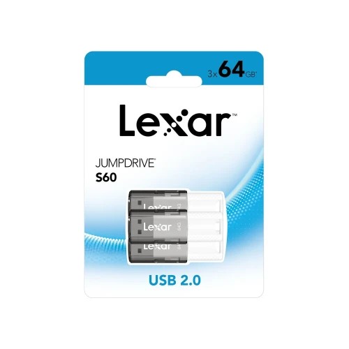 29484-LEXAR JUMPDRIVE S60 USB 2.0 FLASH DRIVE 3 PACK 64GB