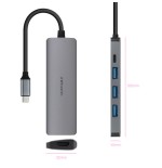 29677-NANOCABLE HUB USB-C 3xUSB-A+USB-C CARGA+HDMI, GRIS 18 CM