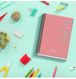 AGENDA ESCOLAR 2025-2026 TAMANO A5 TAPA CARTON FORRADO SEMANA VISTA MODELO SYSTEM BASIC ROSA DOHE 52057