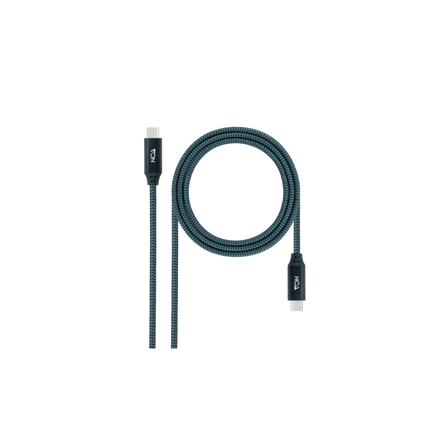 29838-Nanocable Cable USB 3.2 Gen2x2 20Gbps 5A/100W 4K/60Hz USB-C/M-USB-C/M, Gris/Negro, 1 m