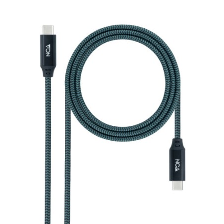 29838-Nanocable Cable USB 3.2 Gen2x2 20Gbps 5A/100W 4K/60Hz USB-C/M-USB-C/M, Gris/Negro, 1 m