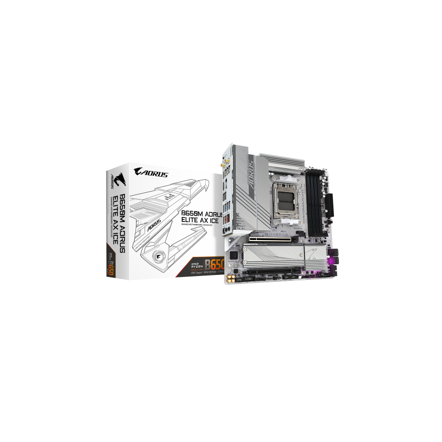 29850-GIGABYTE B650M AORUS ELITE AX ICE Placa base - AMD Ryzen serie 9000, VRM de 12+2+2 fases, hasta 8000 MHz DDR5 (OC)