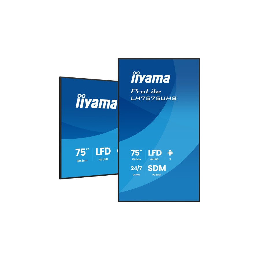 29934-MONITOR IIYAMA 75" (LH7575UHS-B2AG) 3840X2160 / 4K UHD / 24/7 / 500 CD/M / 8MS / DP / 3XHDMI / MICRO SD SLOT /  E-