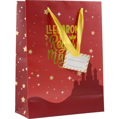 29969-BOLSA PAPEL REYES MAGOS L (32X14X40 CM) FOIL CON TARJETA COLGANTE COLORES SURTIDOS BISMARK 333599