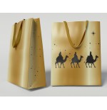 29982-BOLSA DORADA PAPEL REYES MAGOS S (24X10X32 CM) CON TARJETA COLGANTE BISMARK 333673