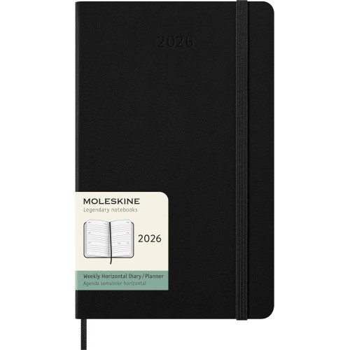 30225-AGENDA 2026 TAPA DURA 12 MESES SEMANAL HORIZONTAL L (13 X 21 CM) NEGRA MOLESKINE DHB12WH3Y26
