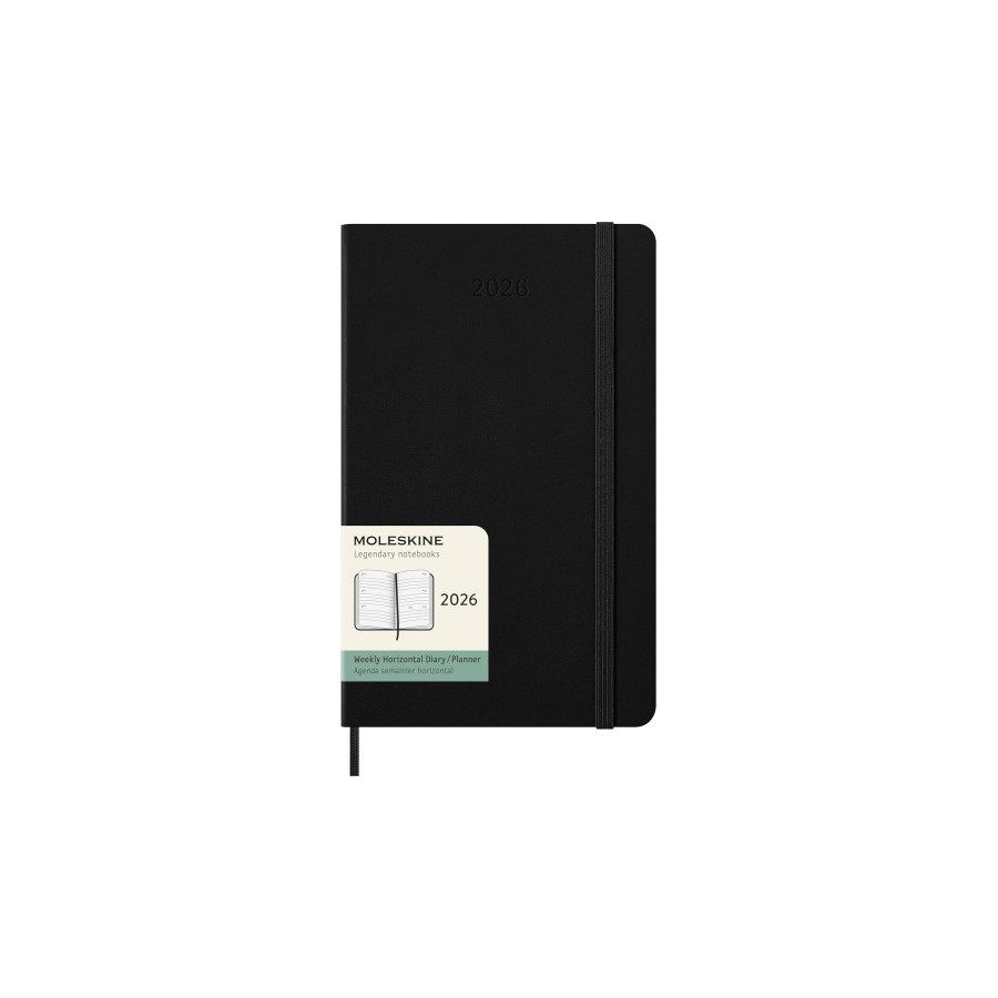 30225-AGENDA 2026 TAPA DURA 12 MESES SEMANAL HORIZONTAL L (13 X 21 CM) NEGRA MOLESKINE DHB12WH3Y26