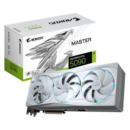 GIGABYTE AORUS GeForce RTX 5090 MASTER ICE 32G Tarjeta Grafica - 32GB GDDR7, 512 bits, PCI-E 5.0, XXXX MHz Frecuencia Base, 3 x 