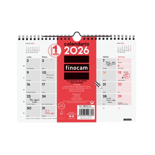 30295-CALENDARIO 2026 NEUTRO PARED ESCRIBIR S 210X150MM FINOCAM 780160026
