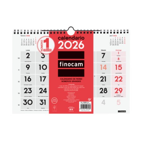 30301-CALENDARIO 2026 NEUTRO PARED NUMEROS GRANDES M 300X210MM FINOCAM 780000026