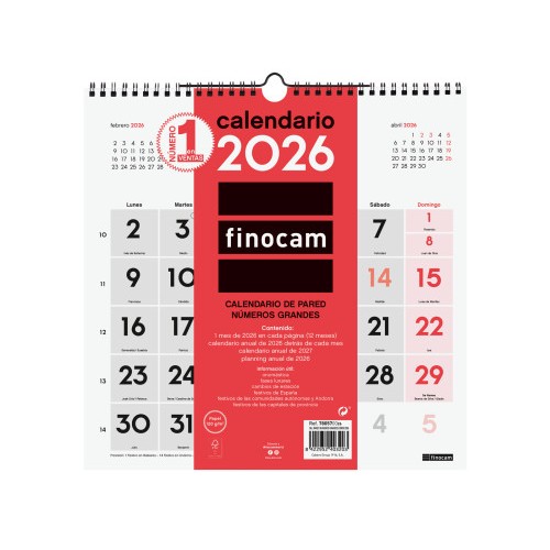 30303-CALENDARIO 2026 NEUTRO PARED NUMEROS GRANDES 300X300MM FINOCAM 780570026