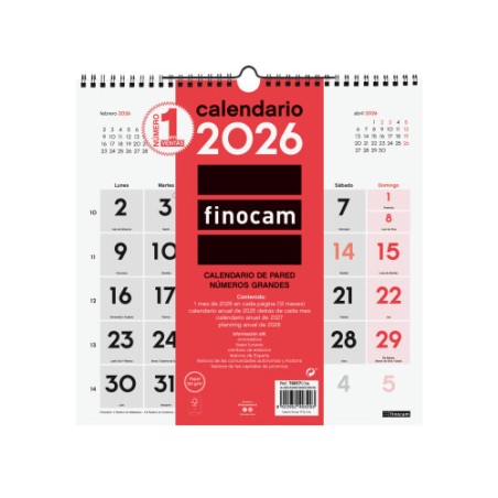 30303-CALENDARIO 2026 NEUTRO PARED NUMEROS GRANDES 300X300MM FINOCAM 780570026