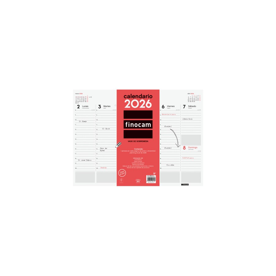 30335-VADE 2026 ENCOLADO SEMANA VISTA VERTICAL 420X310MM FINOCAM 780240026