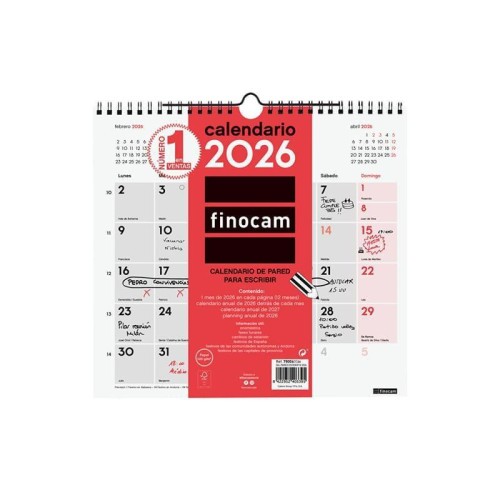 30351-CALENDARIO 2026 NEUTRO PARED ESCRIBIR M 265X245MM FINOCAM 780060026