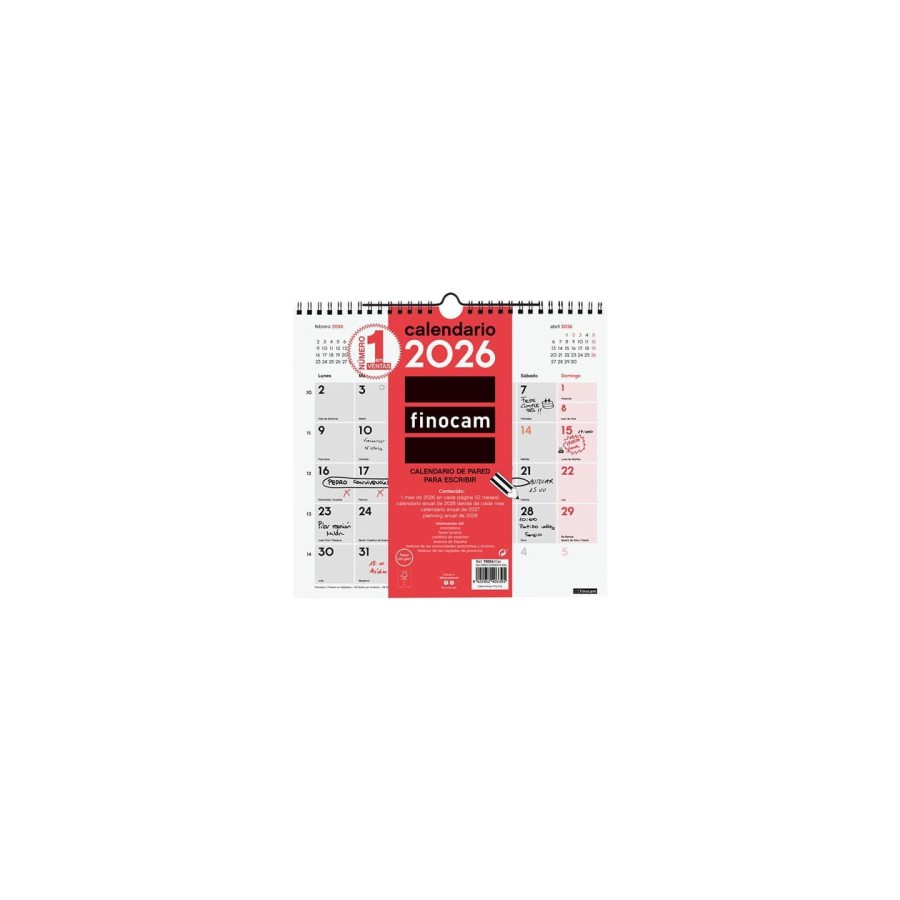 30351-CALENDARIO 2026 NEUTRO PARED ESCRIBIR M 265X245MM FINOCAM 780060026