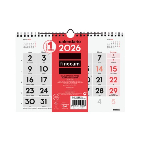 30352-CALENDARIO 2026 NEUTRO PARED NUMEROS GRANDES S 210X150MM FINOCAM 780200026