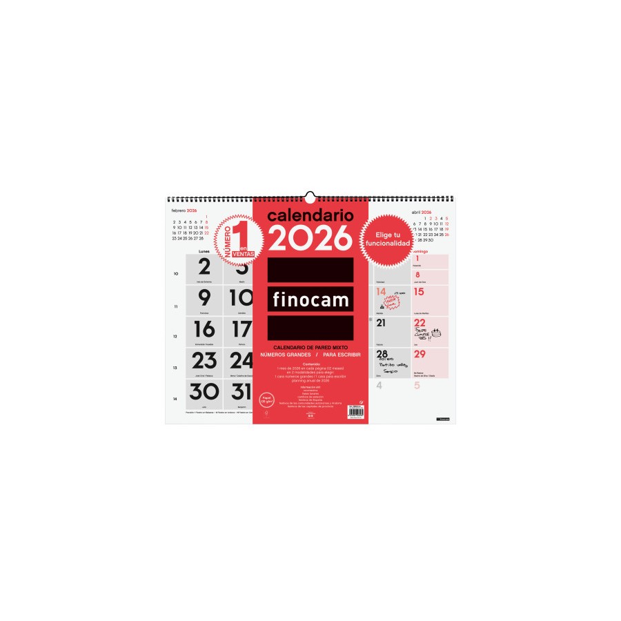 30356-CALENDARIO 2026 NEUTRO PARED MIXTO XL 540X420MM FINOCAM 780020026