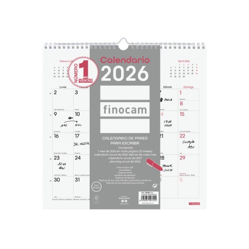 30360-CALENDARIO 2026 PARED TRENDY CHIC ESCRIBIR 300X300MM BLANCO FINOCAM 787007326